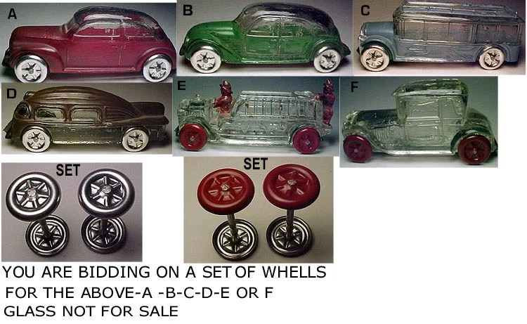 GLASS CANDY CONTAINER WHEELS - Image 1 of 1