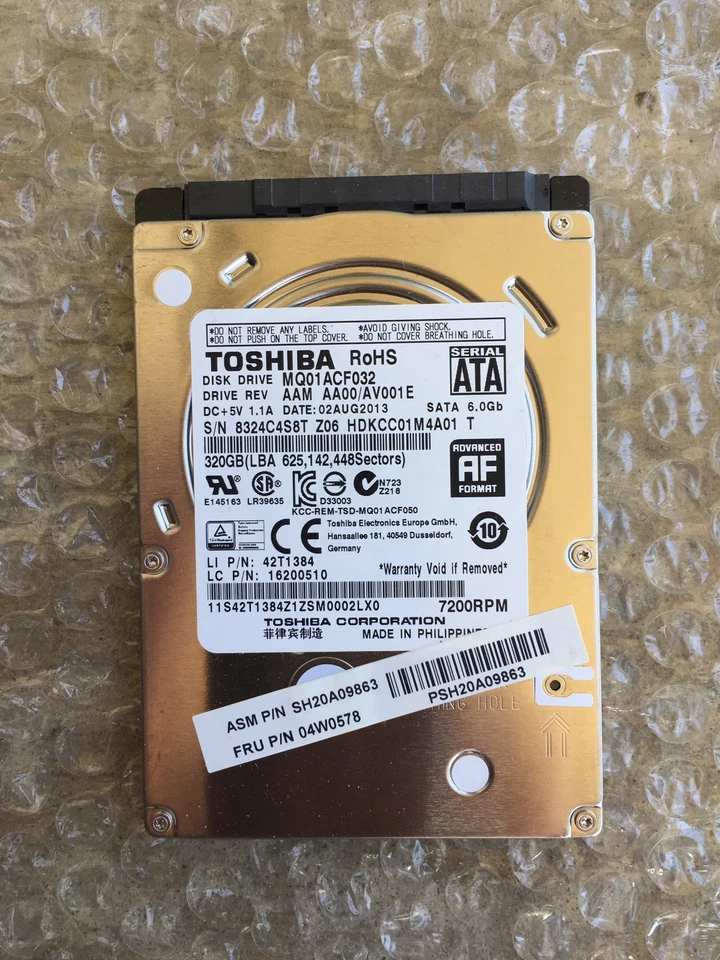 Toshiba 320 GB SATA 2.5” Laptop HDD 7200 RPM - Image 1 of 2
