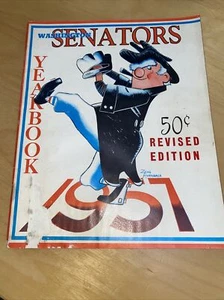 1957 WASHINGTON SENATORS YEARBOOK W/ ZANG AUERBACH MR. SENATOR ILLUSTRATION - Picture 1 of 10