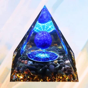Lapis Crystal Sphere Orgonite Pyramid & Obsidians Chakra Energr Orgone Stone - Picture 1 of 10
