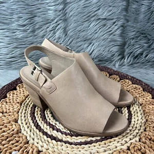 Eileen Fisher Glance Sz 9.5 Sand Beige Buckle Sling Back Heel Leather Sandal - Picture 1 of 11