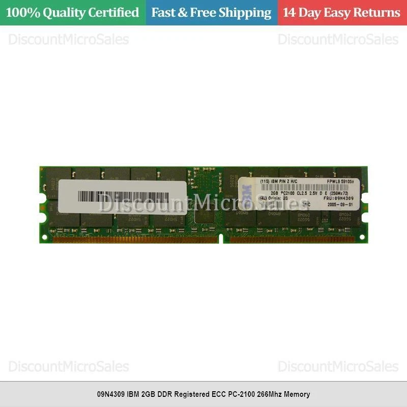 09N4309 IBM 2GB DDR Registered ECC PC-2100 266Mhz Memory - Image 1 of 1