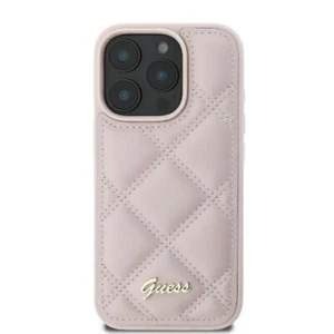 Funda protectora acolchada con logotipo de metal rosa GUESS iPhone 16 Pro Max - Imagen 1 de 7