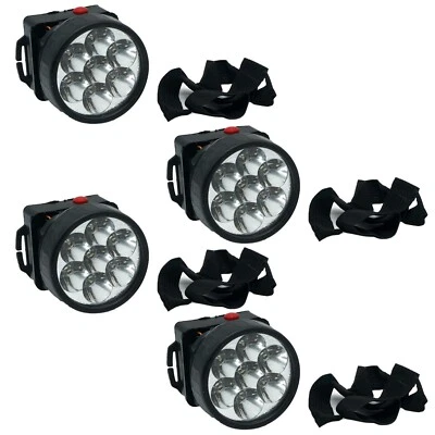 EAXUS 4 Stück LED Stirnleuchte Schwarz Kopflampe Stirnlampe Taschenlampe Kopfleuchte