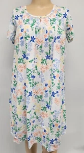 NWT Womens S/S Nightgown Croft & Barrow White Floral Cotton Blend Knit - Picture 1 of 4