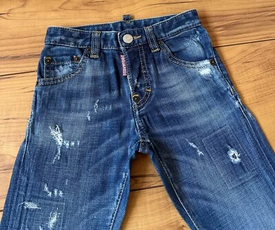 100%ORIG DSQUARED DISTRESSED DESTROYED STRETCH JEANS JUNGEN GR.4Y BLAU - Bild 1 von 4