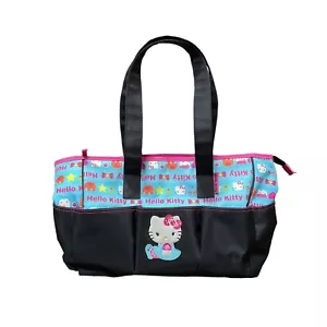 Borsa per pannolini Hello Kitty Sanrio Tote Rosa Nera 7 Tasche Cerniera Top 2014 - Foto 1 di 7