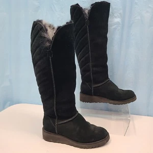 UGG CLASSIC ROSALIND BLACK SUEDE TOSCANA FUR Boot US 6 / EU 37/ UK 4.5 - Picture 1 of 10