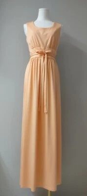 Vestido maxi R&K Originals vintage anos 70 Império Pêssego sem mangas Deusa P - Imagem 1 de 4