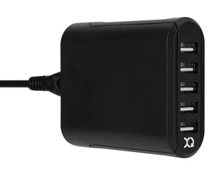XQISIT Schnell Ladegerät 5-Fach 8A Netzteil 5x USB-A-Buchse Desktop Ladestation - Bild 1 von 8