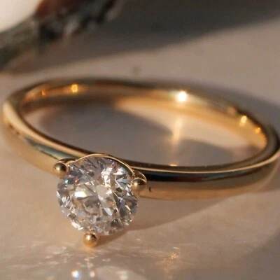 Brillant Ring rund 0.50 ct hochfeines weiss D / VS2  4.9-3.2 mm 750er Gelbgold G - Bild 1 von 4