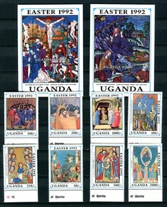 UGANDA 1992 Easter Religion paintings 2 S/S & complete set MNH (K160) - Picture 1 of 1