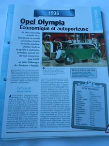 1935 Autokartenblatt Opel Olympia Economy und Selbsttragend - Bild 1 von 2