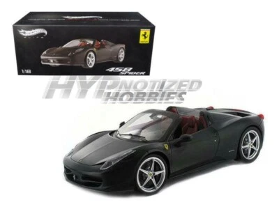 HOT WHEELS 1:18 ELITE FERRARI 458 ITALIA SPIDER DIE-CAST MATTE BLACK X5485 - Image 1 of 4