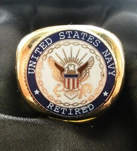 United States Navy im Ruhestand 14 Karat Gold gefüllter Siegelring - Bild 1 von 2