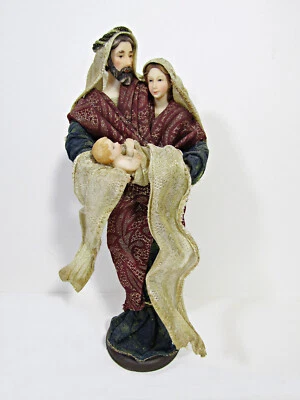 Figura Belén Sagrada Familia 10.5" - María, José, Niño Jesús en Resina y Tela Foto 1 de 4