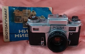 Cámara telémetro vintage Kiev-4 con lente Jupiter-8M 50 mm f/2, estuche y manual - - Imagen 1 de 3