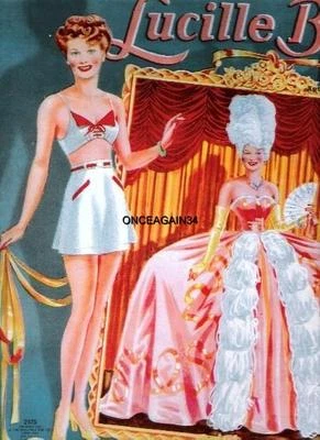 VINTAGE UNCUT 1944 LUCILLE BALL PAPER DOLLS~NOSTALGIC/RARE~#1 TOP REPRODUCTION - Image 1 of 4
