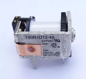 1 pc Open Frame Relay 48V coil, 30A contact, SPST, By TE, P/N T90N1D12-48 - Picture 1 of 6
