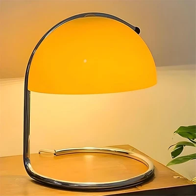 Modern Table Lamp, 8.7 Inch Bauhaus Style Semicircle Shape Bedside Lamp with Gla - Image 1 of 4