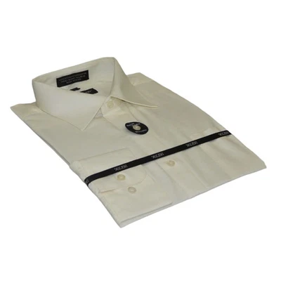 Camisa de vestir para hombre Milani mezcla de algodón suave fácil lavado negocios mangas largas marfil Foto 1 de 4