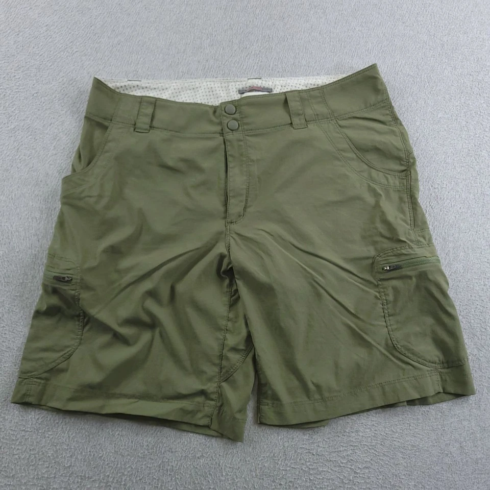 LL Bean Shorts Womens 12 Green Vista Trekking Mid Rise Nylon Spandex Hiking - Image 1 of 4