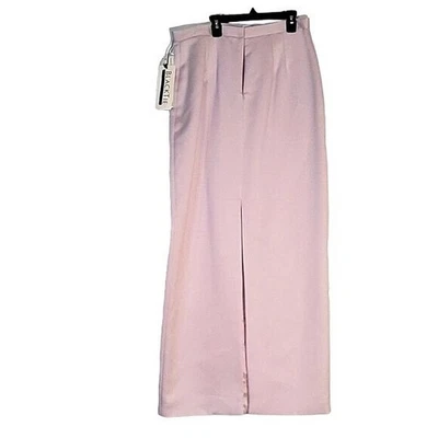 OLEG CASSINI NUEVO Maxi Falda Corbata Negra Ranura Larga Satén Violeta Púrpura Formal Foto 1 de 4