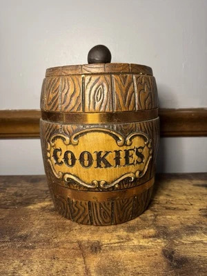 Vtg MCM Treasure Craft Ceramic Cookie Jar/Canister Barrel - Image 1 of 4