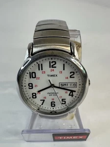 Timex Easy Reader Men T20461 Formal Indiglo Silver Expansion Quartz Watch 7 1/4" - Picture 1 of 4