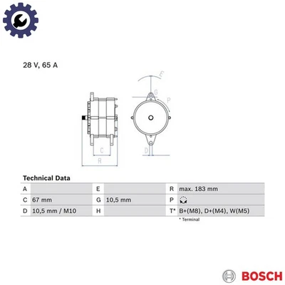 ALTERNATOR 0 986 039 490 FOR SCANIA DC11.03/06 10.6L DC12.03/01/09 11.7L 6cyl - Image 1 of 4