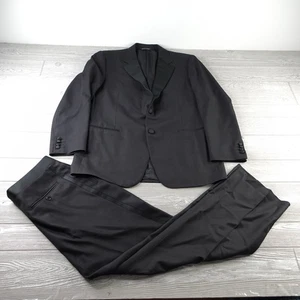 Canali Suit Mens 42R EU Size 52 Solid Black Tuxedo Notch Lapel Luxury Made Italy - Picture 1 of 23