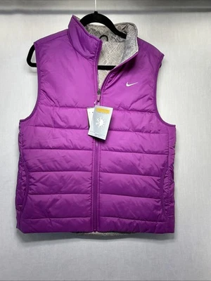 Nike Gray & Purple Reversible Puffer Full Zip Vest Size Large Thermore NWT - Image 1 of 4