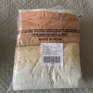 By Anthropologie Ruffle Jersey Standard 2 Pillow Shams Ombré Orange Textured New - Picture 1 of 6