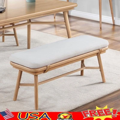 Cushioned Dining Bench Rubberwood Easy Assembly Comfortable Versatile Seating US Foto 1 de 4