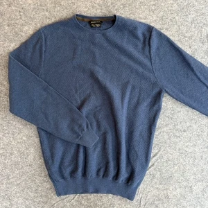 Suéter Massimo Dutti Para Hombres Pequeño Azul Algodón Cachemira Cuello Redondo Tejido Pullover - Imagen 1 de 7