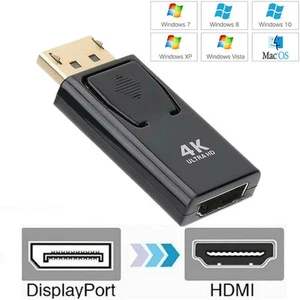 DP to HDMI Adapter Displayport Converter Plug 1080P 4K Ultra HD Audio Video - Photo 1/12