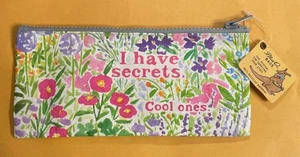 Blue Q Pencil Case Bag I have Secrets Cool Ones Flower Recycled Material NEW (A) - Picture 1 of 3