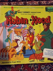Walt Disney Green Story und Songs von Robin Hood illustrierte Vinyl-Schallplatte - Bild 1 von 6