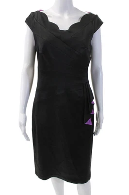 Vestido vaquero negro manga corta cuello en V ribete festoneado talla 10 Jax para mujer Foto 1 de 4