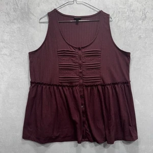 Torrid Textured Jersey Scoop Neck Button Down Babydoll Red Burgundy Sz 1 - Picture 1 of 9