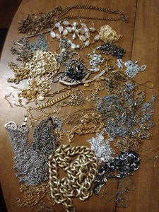 Vtg Now 1.2 lb Mixed Metal CHAIN LOT Thick Thin Short Long Broken Wearable CRAFT - Picture 1 of 21