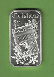 1973 1 Troy oz. .999 Vintage Silver Art Bar. “Joy To The World” - Picture 1 of 2
