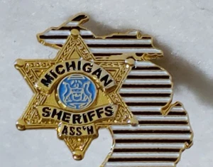 RARE - Lapel Pin - Michigan Sheriff's Ass"n - Size 7/8 in x 7/8 in - Picture 1 of 10