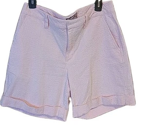 Caribbean Joe Women's Pink White Stripes Seersucker Shorts 12 - Picture 1 of 5