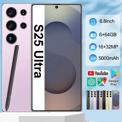 2025 S25 Ultra 5G Unlocked Smartphone 64GB Android Phone Dual SIM Mobile Phones - Image 1 of 4
