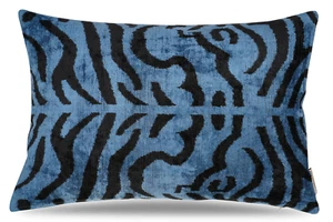 Canvello Naqvy Blue Luxury Tiger Print Throw Pillows | 16 x 24 in (40 x 60 cm) - Picture 1 of 7