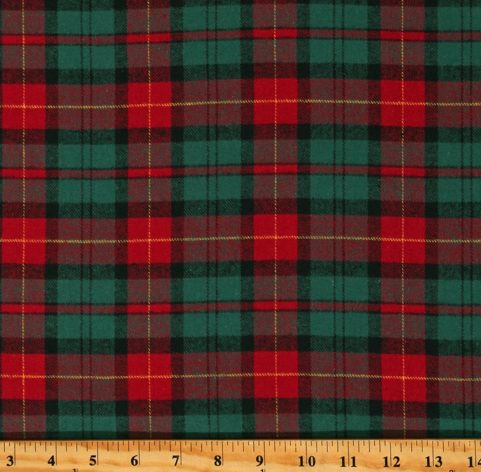 Flannel Christmas Plaid Shirtweight Woven Yarn Dyed Flannel Fabric BTY D276.21 - Image 1 of 1