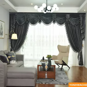 luxury modern Iron gray thick Italian velvet cloth blackout curtain valance N941 - Picture 1 of 12