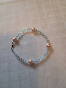 Armband Swarovski Perlen  4 mm,  19 cm, Karabiner, eigene Herstellung - Bild 1 von 3