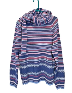 Womens striped pullover knit acrylic, long sleeve matching scarf Field Gear AX - Picture 1 of 4